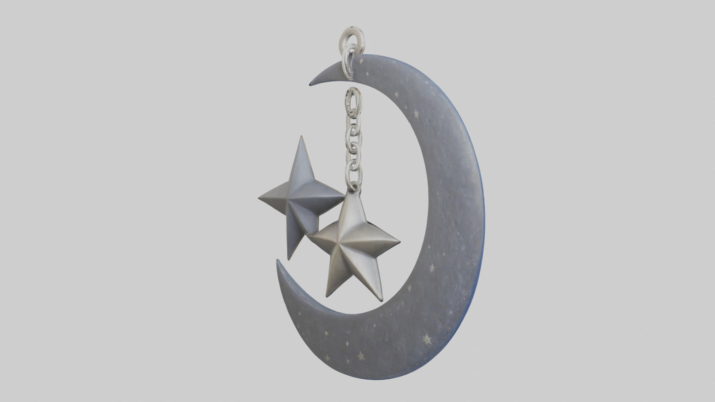 Moon and star keychain model 3D model
