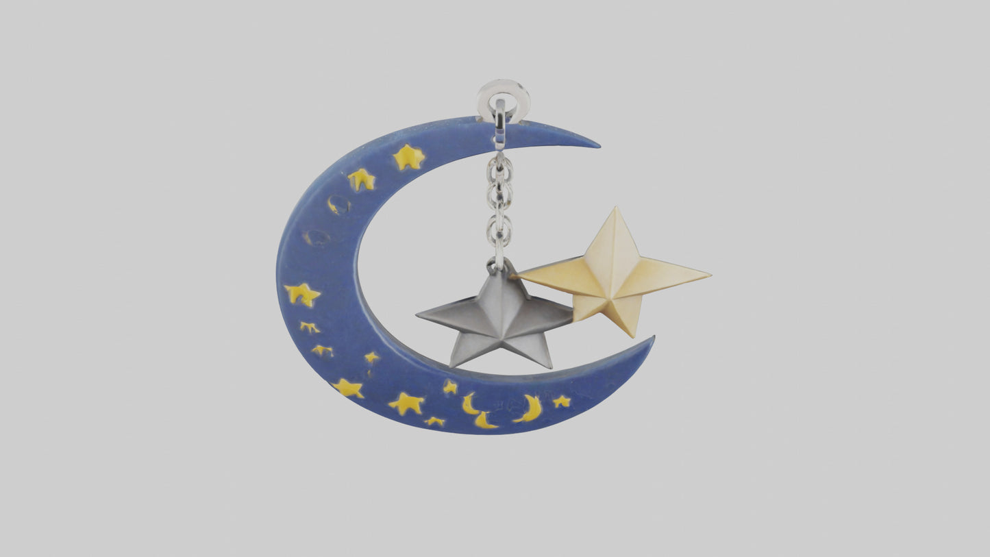 Moon and star keychain model 3D model