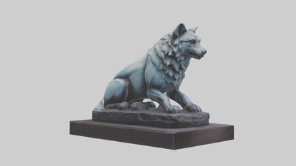 Moonlit Wolf statue model VR / AR / low-poly