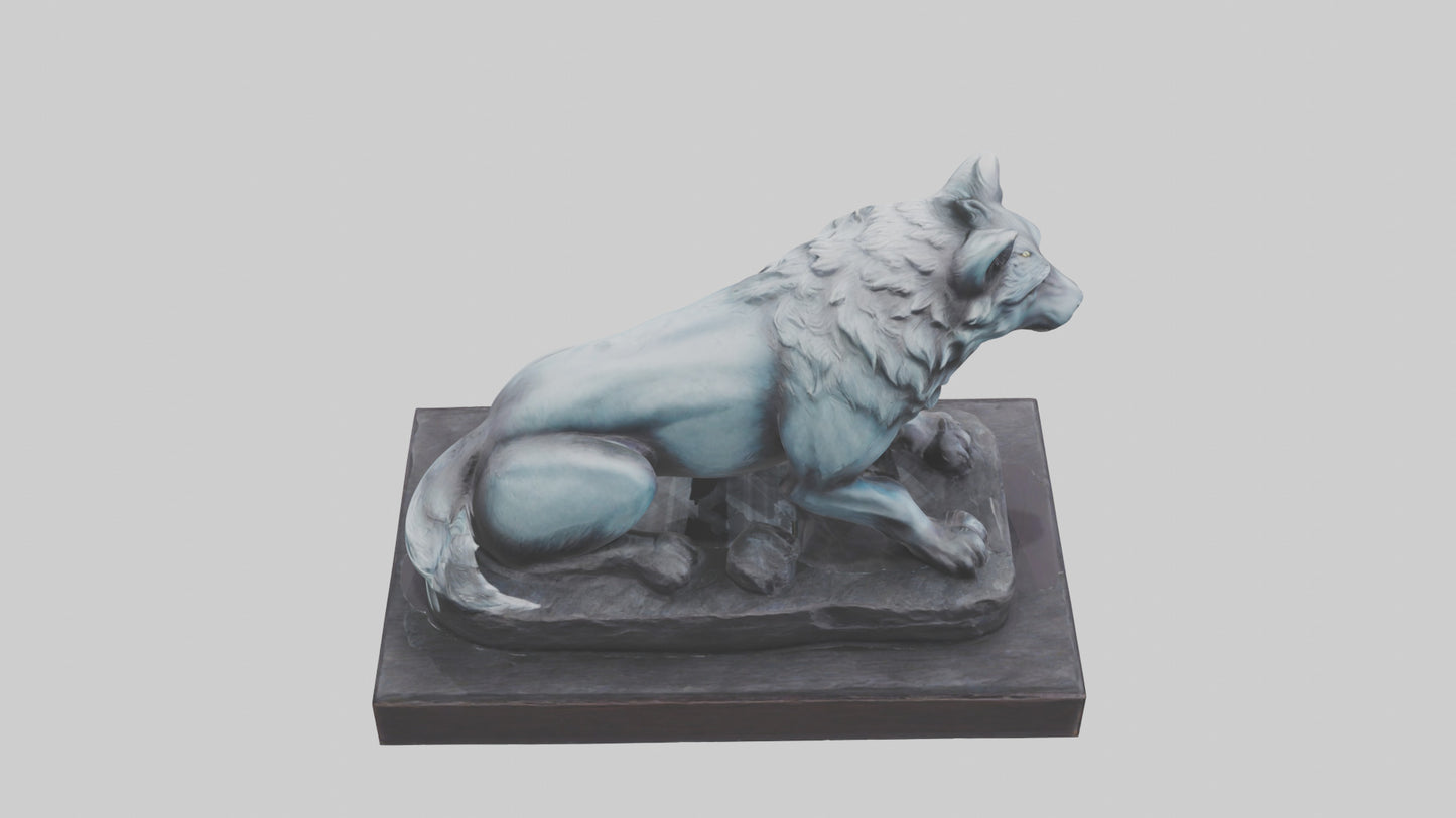 Moonlit Wolf statue model VR / AR / low-poly