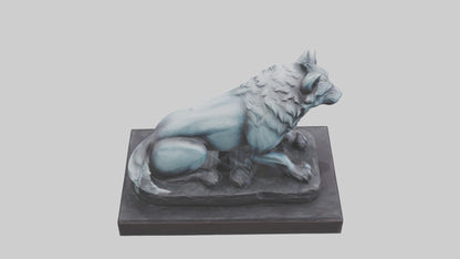Moonlit Wolf statue model VR / AR / low-poly