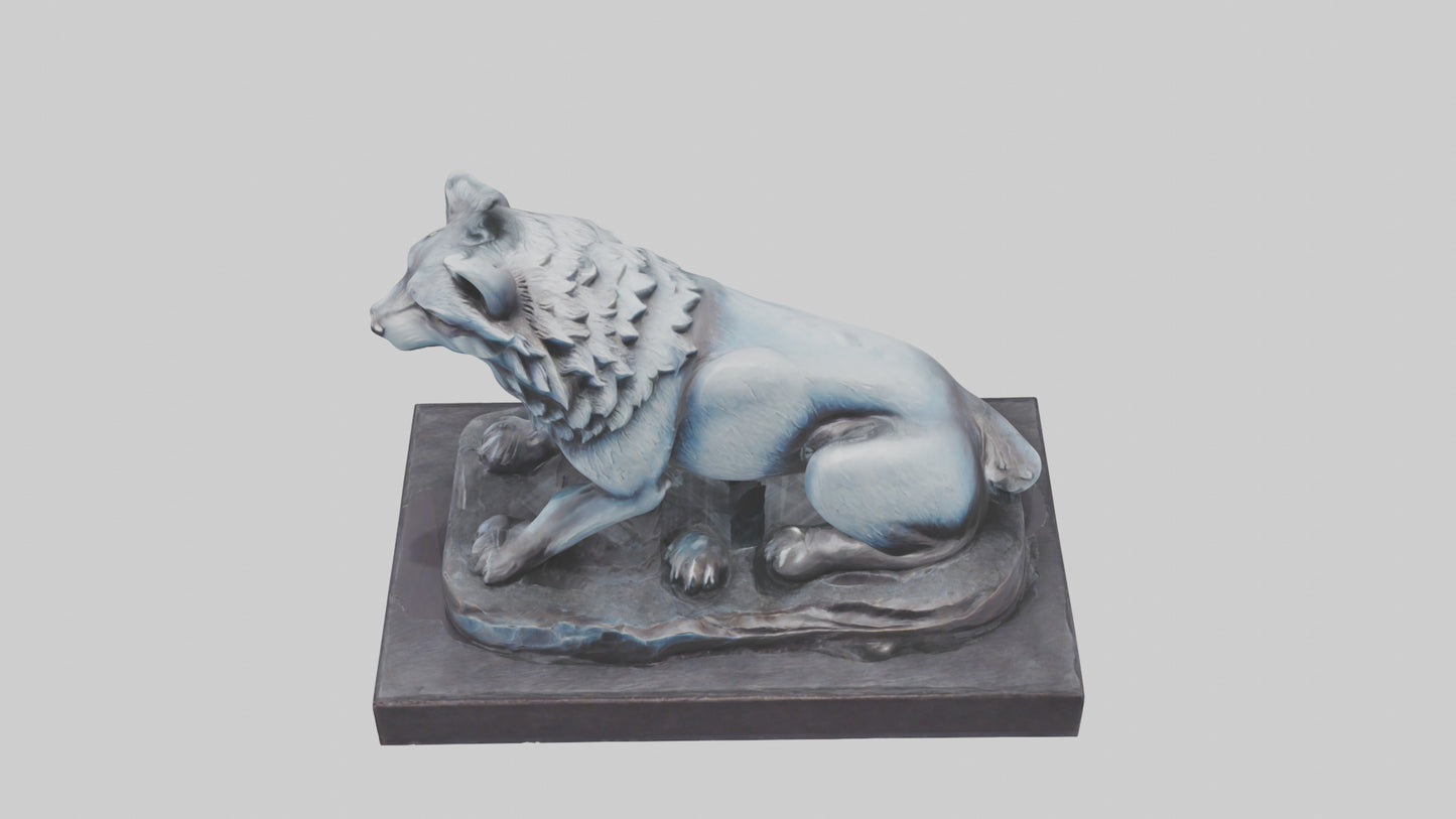 Moonlit Wolf statue model VR / AR / low-poly