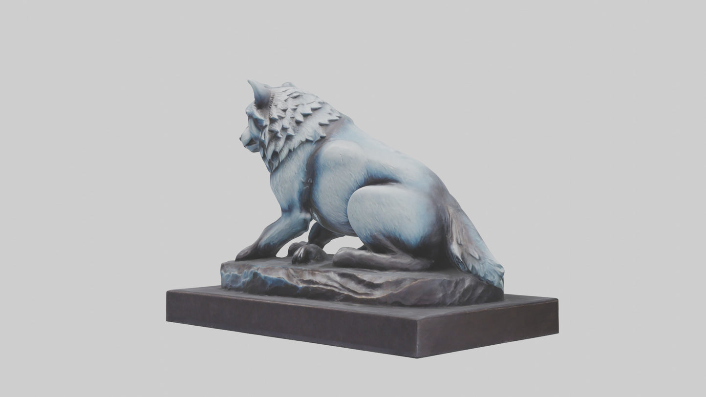 Moonlit Wolf statue model VR / AR / low-poly