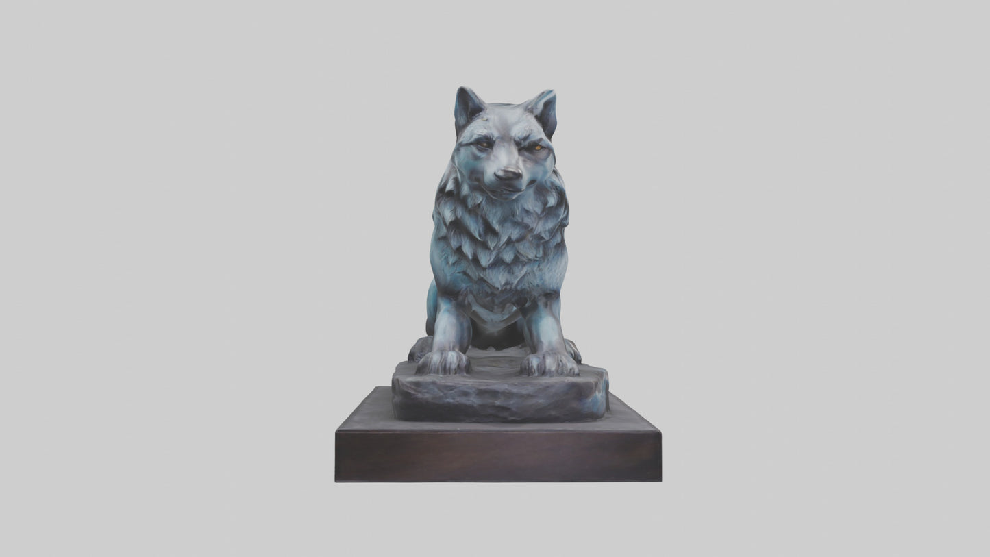 Moonlit Wolf statue model VR / AR / low-poly