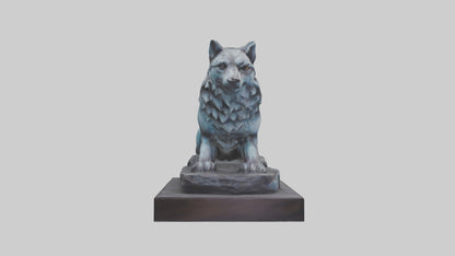 Moonlit Wolf statue model VR / AR / low-poly