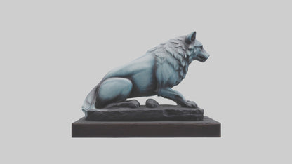 Moonlit Wolf statue model VR / AR / low-poly