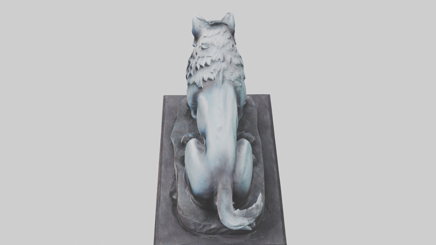 Moonlit Wolf statue model VR / AR / low-poly