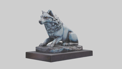 Moonlit Wolf statue model VR / AR / low-poly