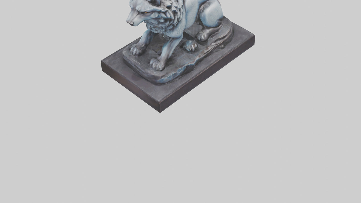 Moonlit Wolf statue model VR / AR / low-poly