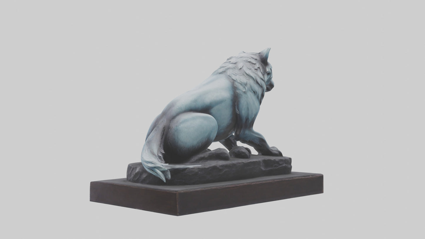 Moonlit Wolf statue model VR / AR / low-poly
