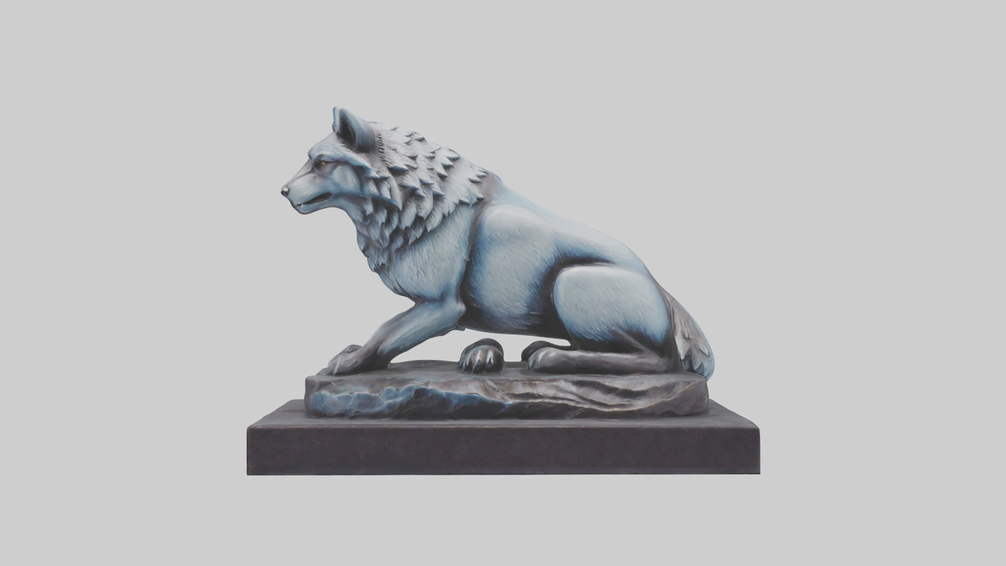 Moonlit Wolf statue model VR / AR / low-poly