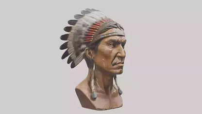 Native Warrior bust model VR / AR / low-poly