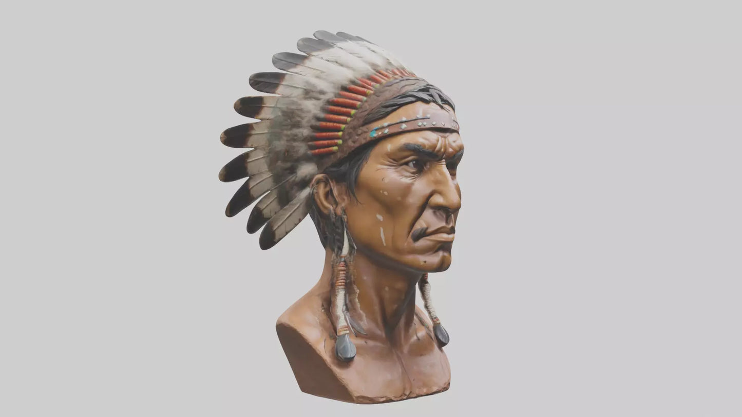 Native Warrior bust model VR / AR / low-poly