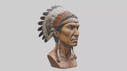 Native Warrior bust model VR / AR / low-poly