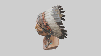 Native Warrior bust model VR / AR / low-poly