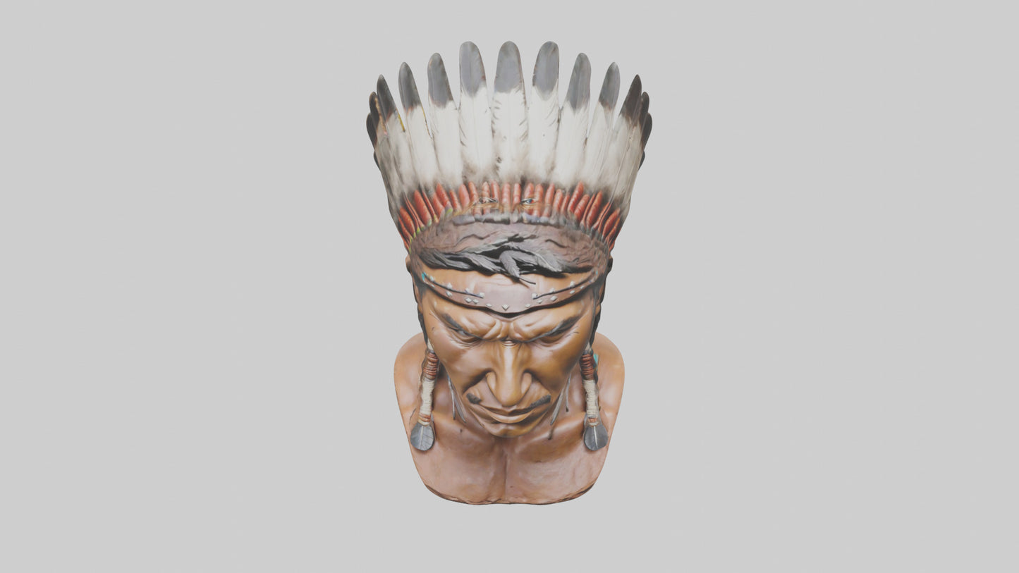 Native Warrior bust model VR / AR / low-poly