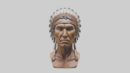 Native Warrior bust model VR / AR / low-poly