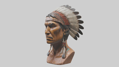Native Warrior bust model VR / AR / low-poly