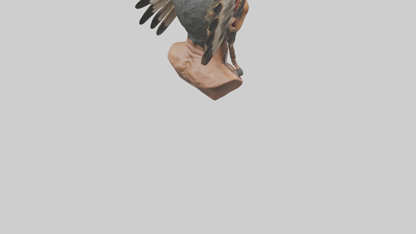 Native Warrior bust model VR / AR / low-poly