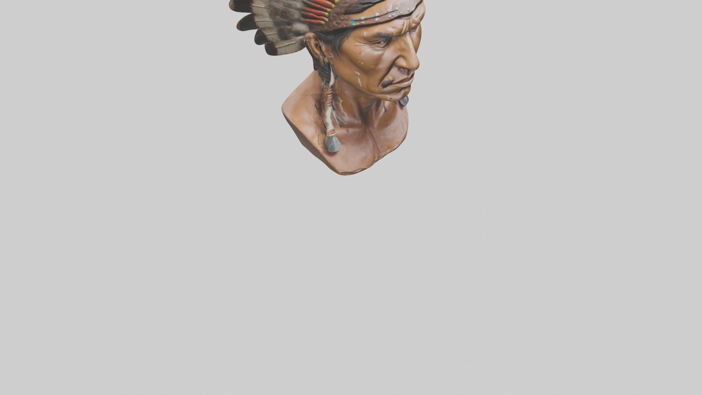 Native Warrior bust model VR / AR / low-poly