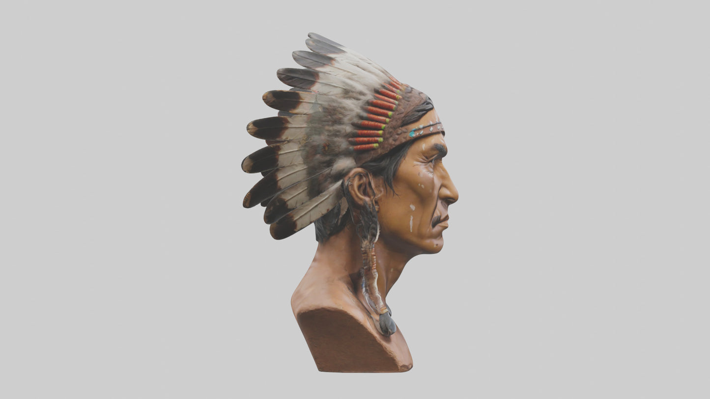 Native Warrior bust model VR / AR / low-poly