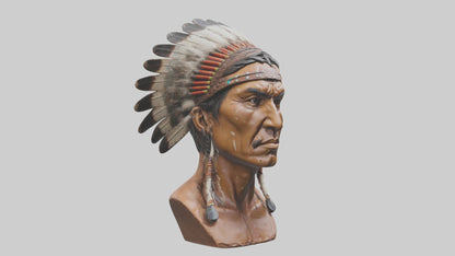 Native Warrior bust model VR / AR / low-poly