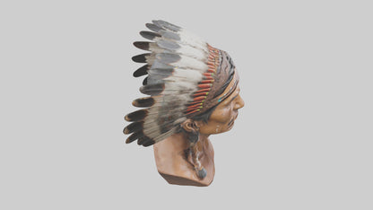 Native Warrior bust model VR / AR / low-poly