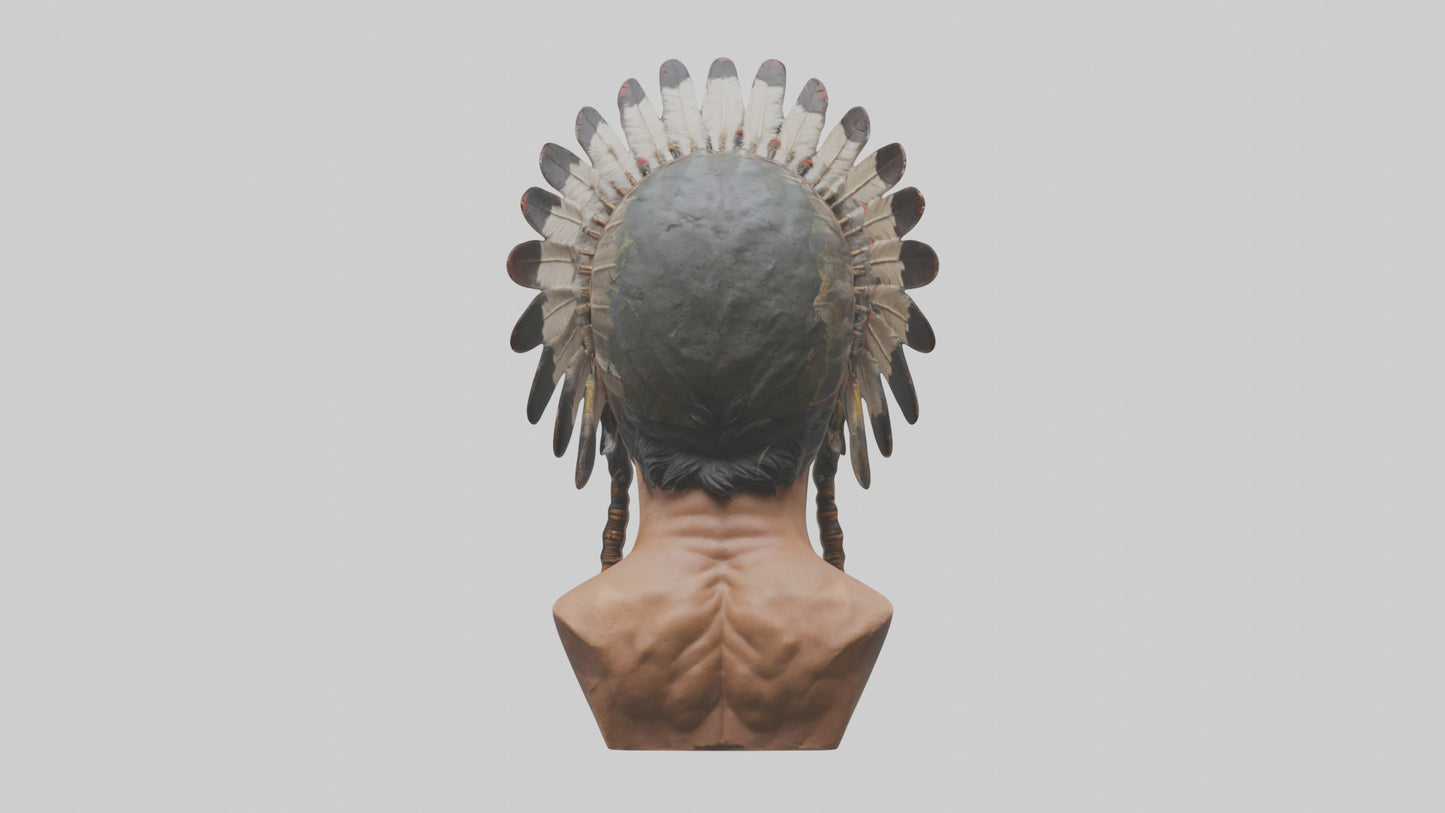 Native Warrior bust model VR / AR / low-poly