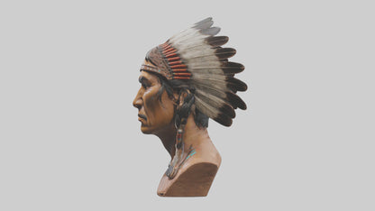 Native Warrior bust model VR / AR / low-poly