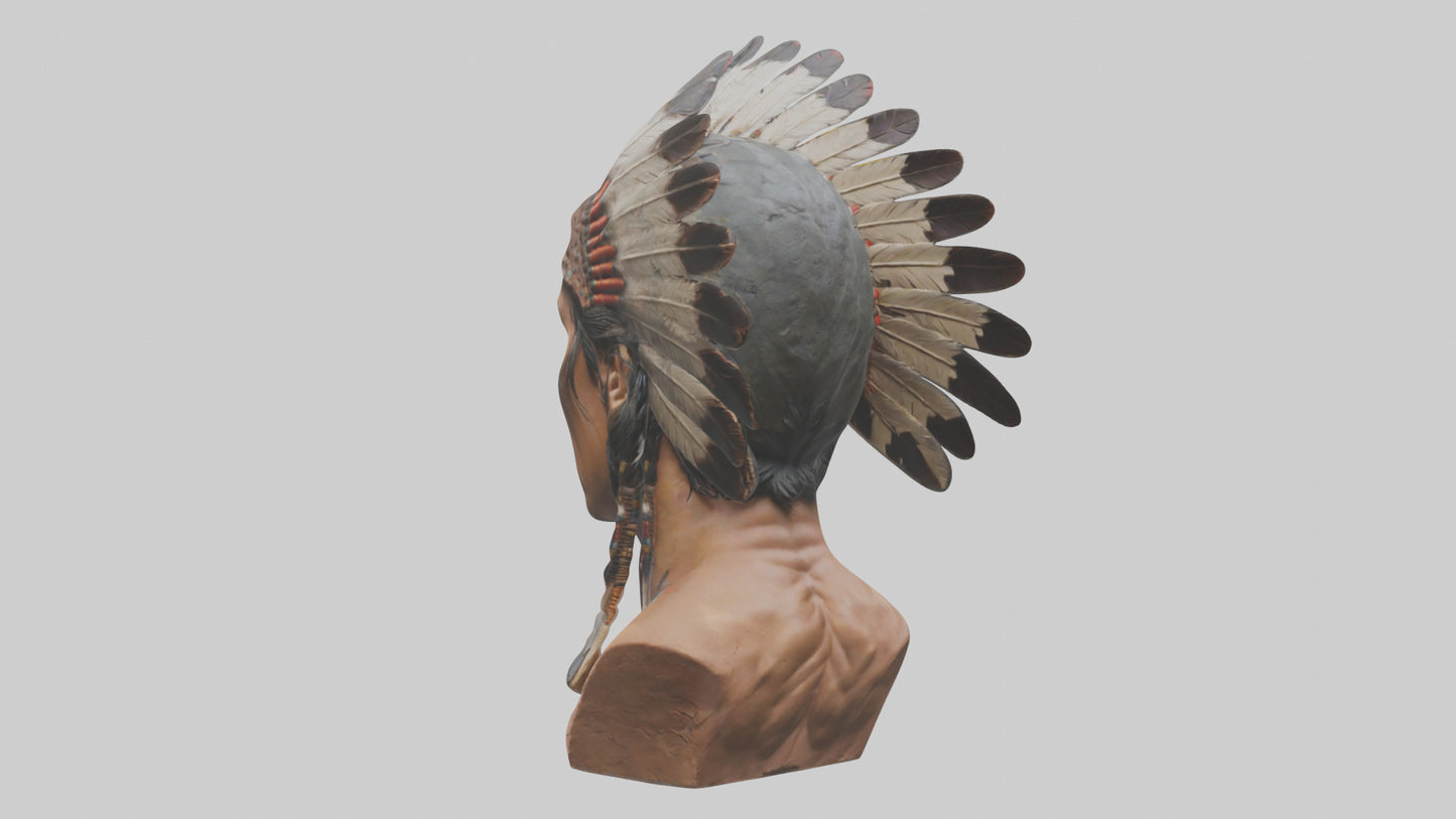Native Warrior bust model VR / AR / low-poly
