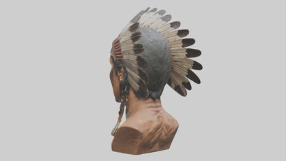 Native Warrior bust model VR / AR / low-poly