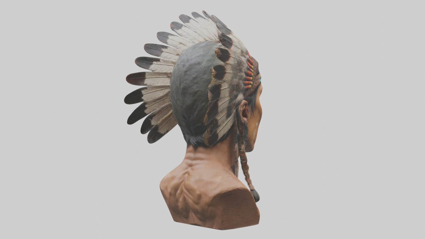 Native Warrior bust model VR / AR / low-poly