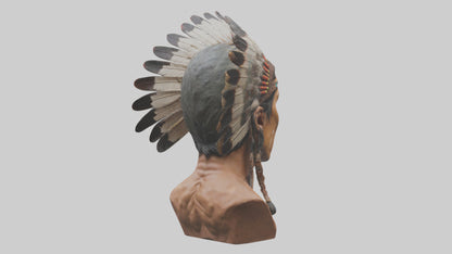 Native Warrior bust model VR / AR / low-poly