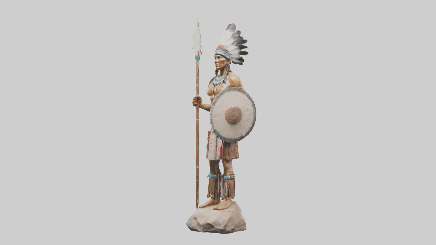 3D model Native Warrior statue model VR / AR / low-poly