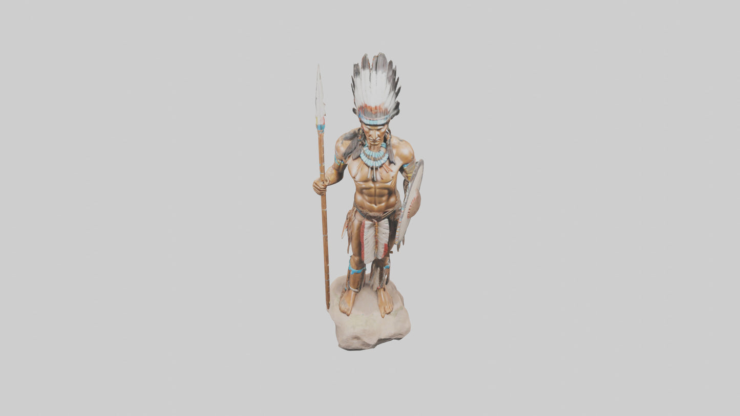3D model Native Warrior statue model VR / AR / low-poly