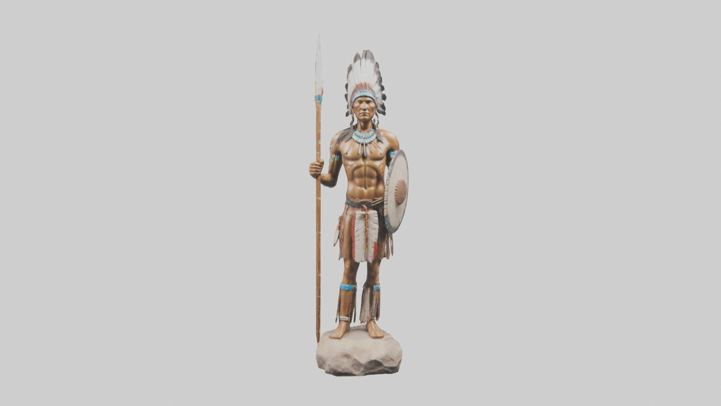3D model Native Warrior statue model VR / AR / low-poly