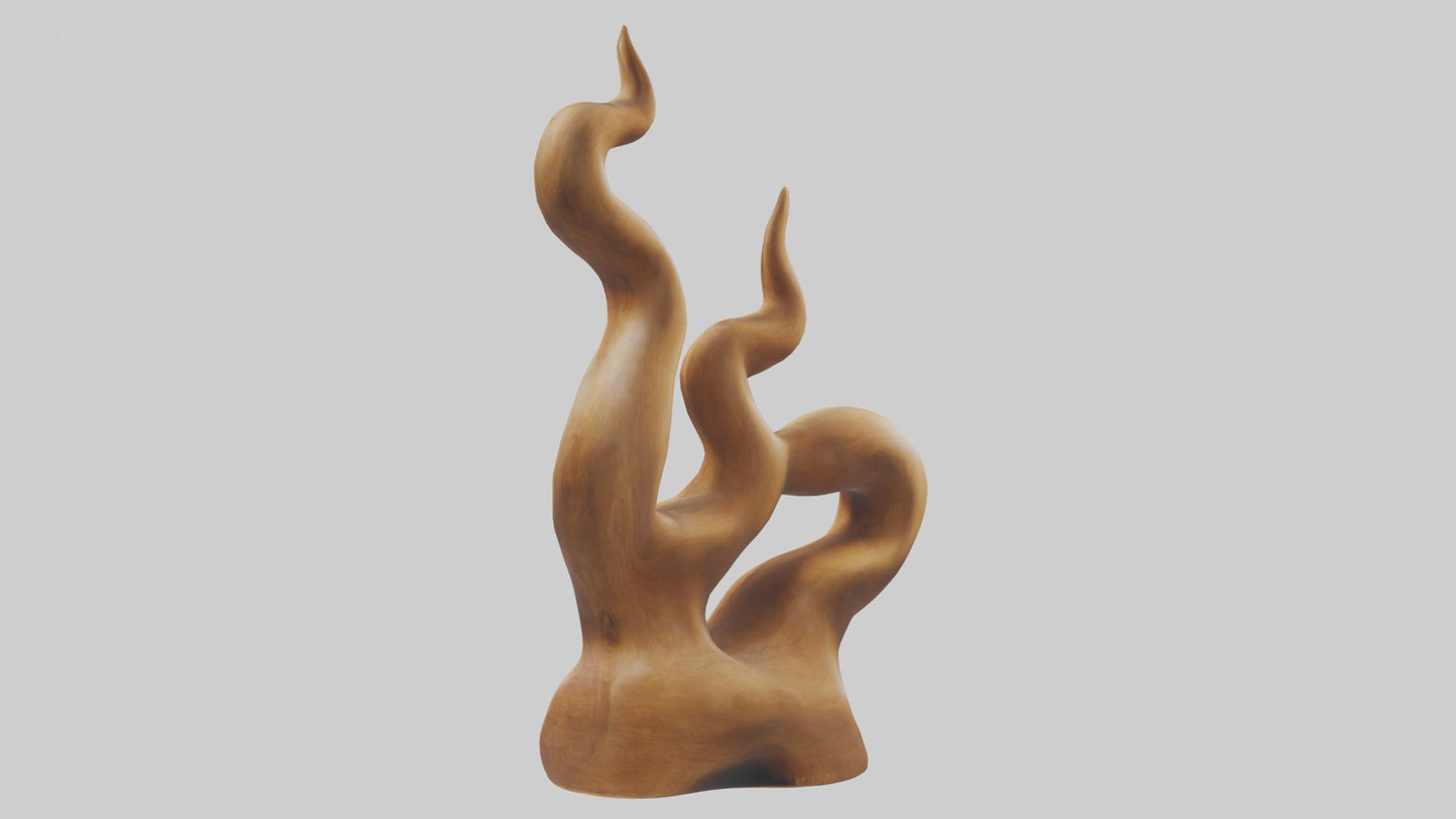 Natural wood sculpture model VR / AR / low-poly
