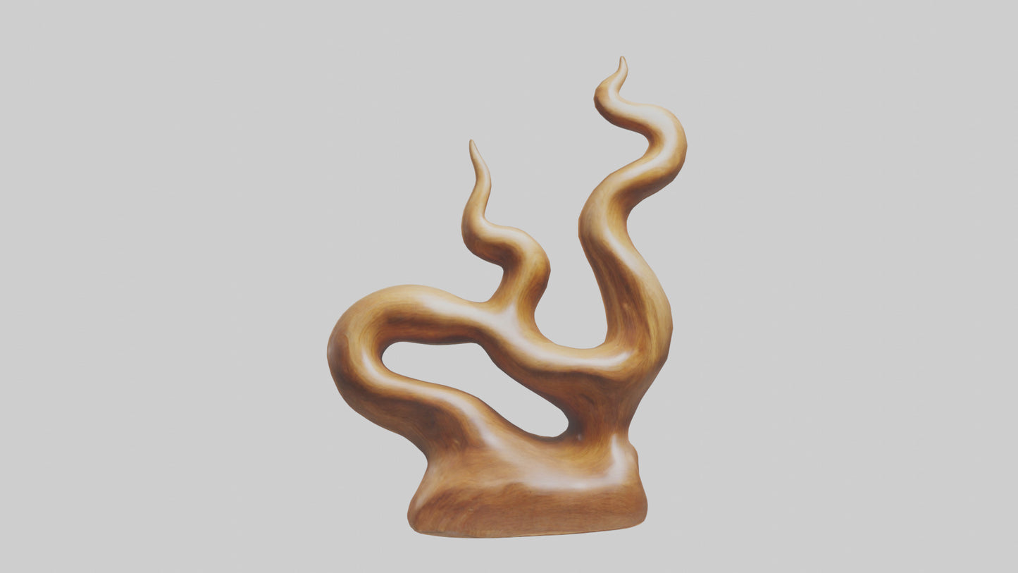 Natural wood sculpture model VR / AR / low-poly