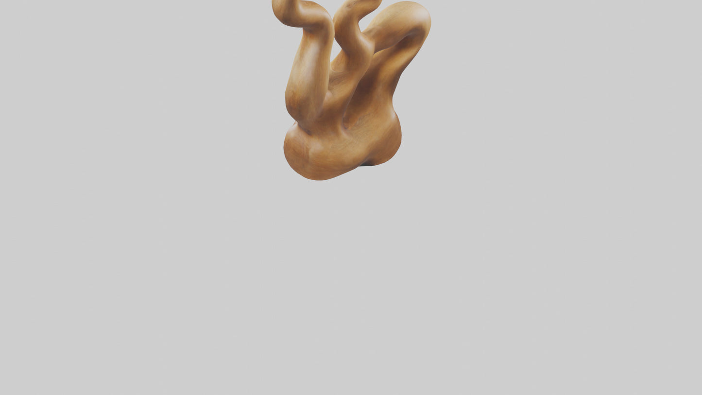 Natural wood sculpture model VR / AR / low-poly