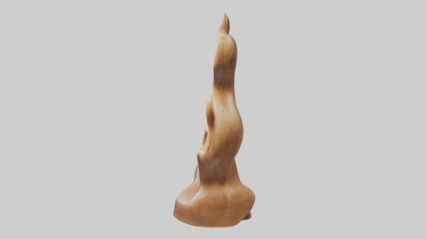 Natural wood sculpture model VR / AR / low-poly