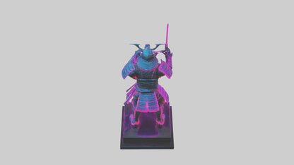 3D model Neon Samurai statue model VR / AR / low-poly