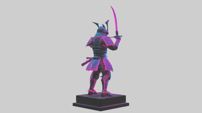 3D model Neon Samurai statue model VR / AR / low-poly