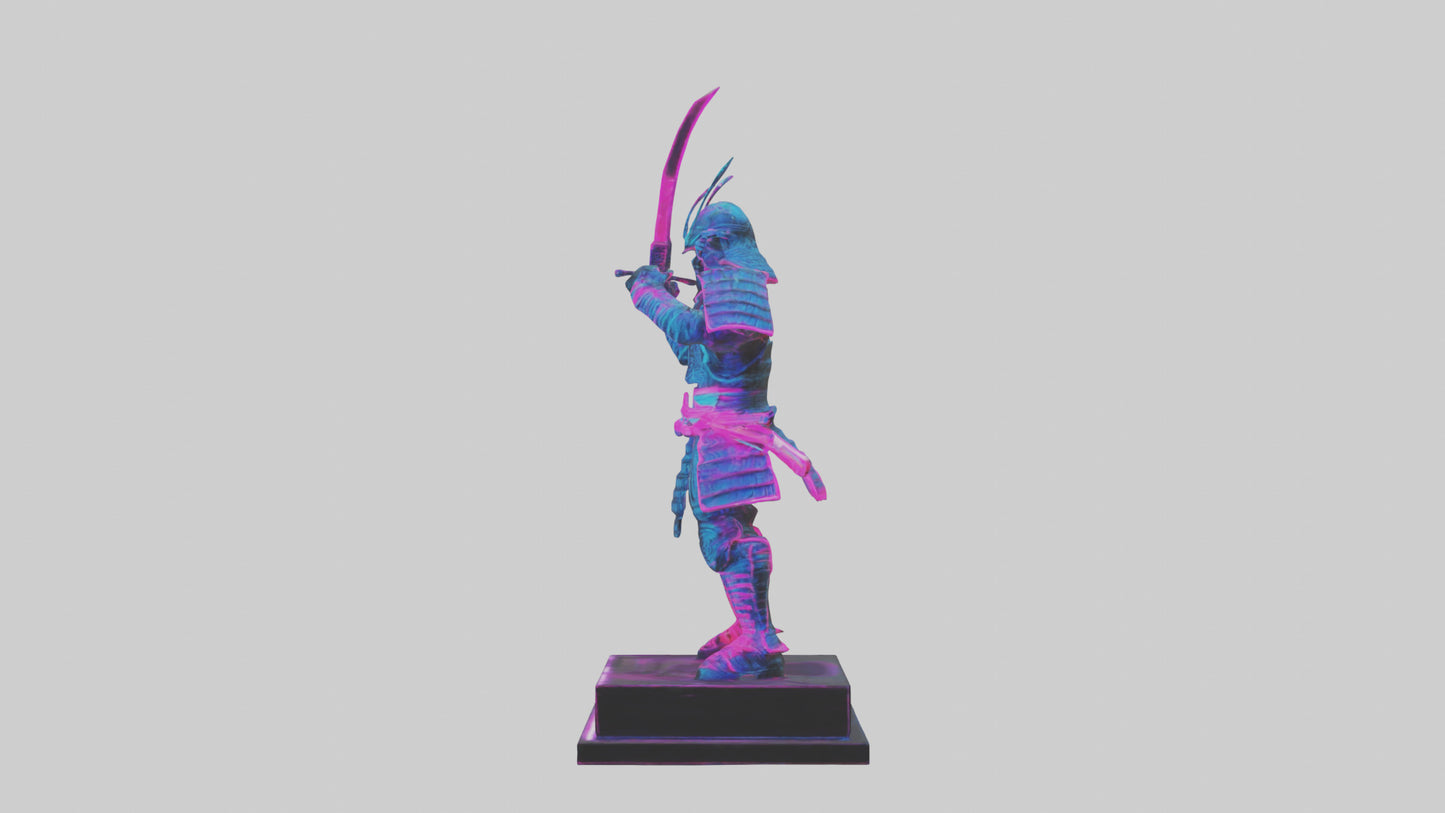 3D model Neon Samurai statue model VR / AR / low-poly