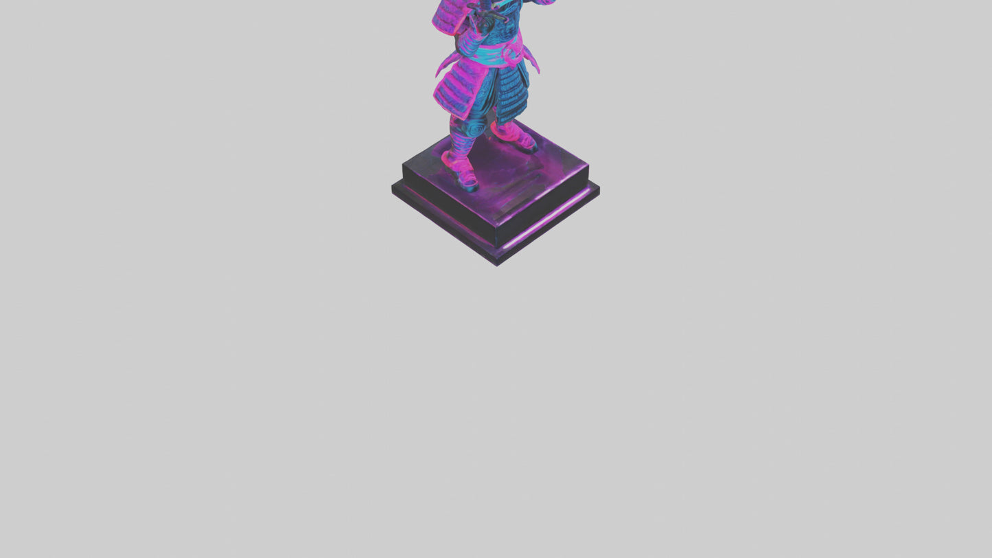 3D model Neon Samurai statue model VR / AR / low-poly
