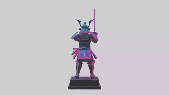 3D model Neon Samurai statue model VR / AR / low-poly