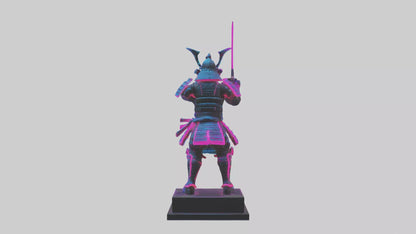 3D model Neon Samurai statue model VR / AR / low-poly