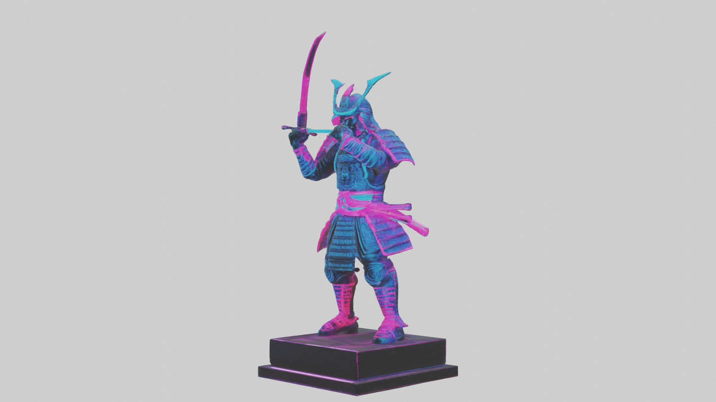 3D model Neon Samurai statue model VR / AR / low-poly