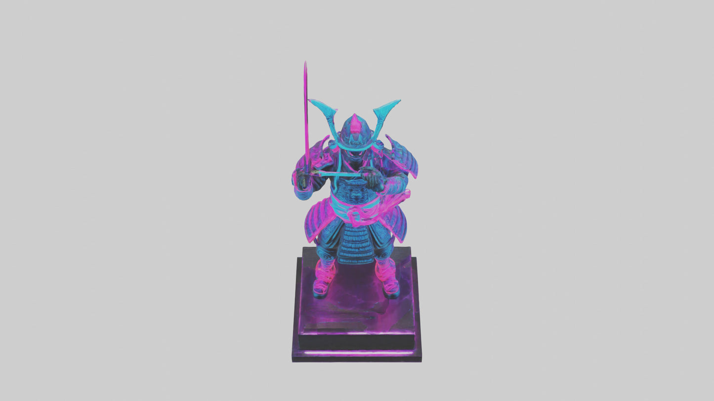 3D model Neon Samurai statue model VR / AR / low-poly