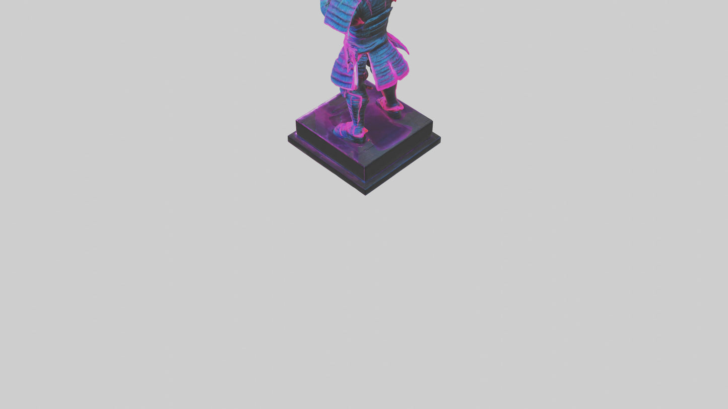3D model Neon Samurai statue model VR / AR / low-poly