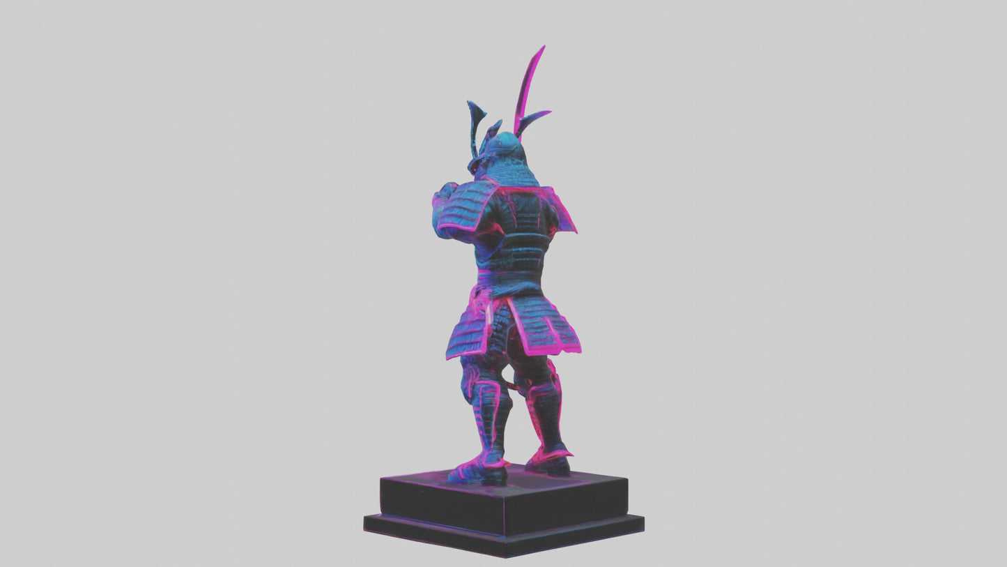 3D model Neon Samurai statue model VR / AR / low-poly